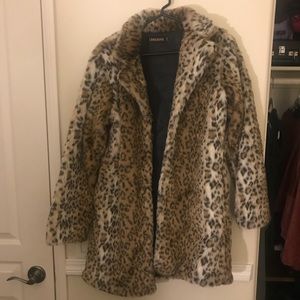 Leopard Print Faux Fur Coat